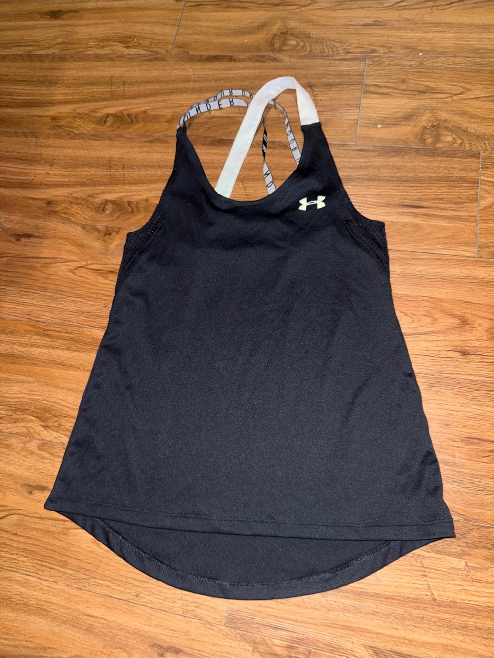 Under Armour Black Tank with White and Patterned Contrast Straps